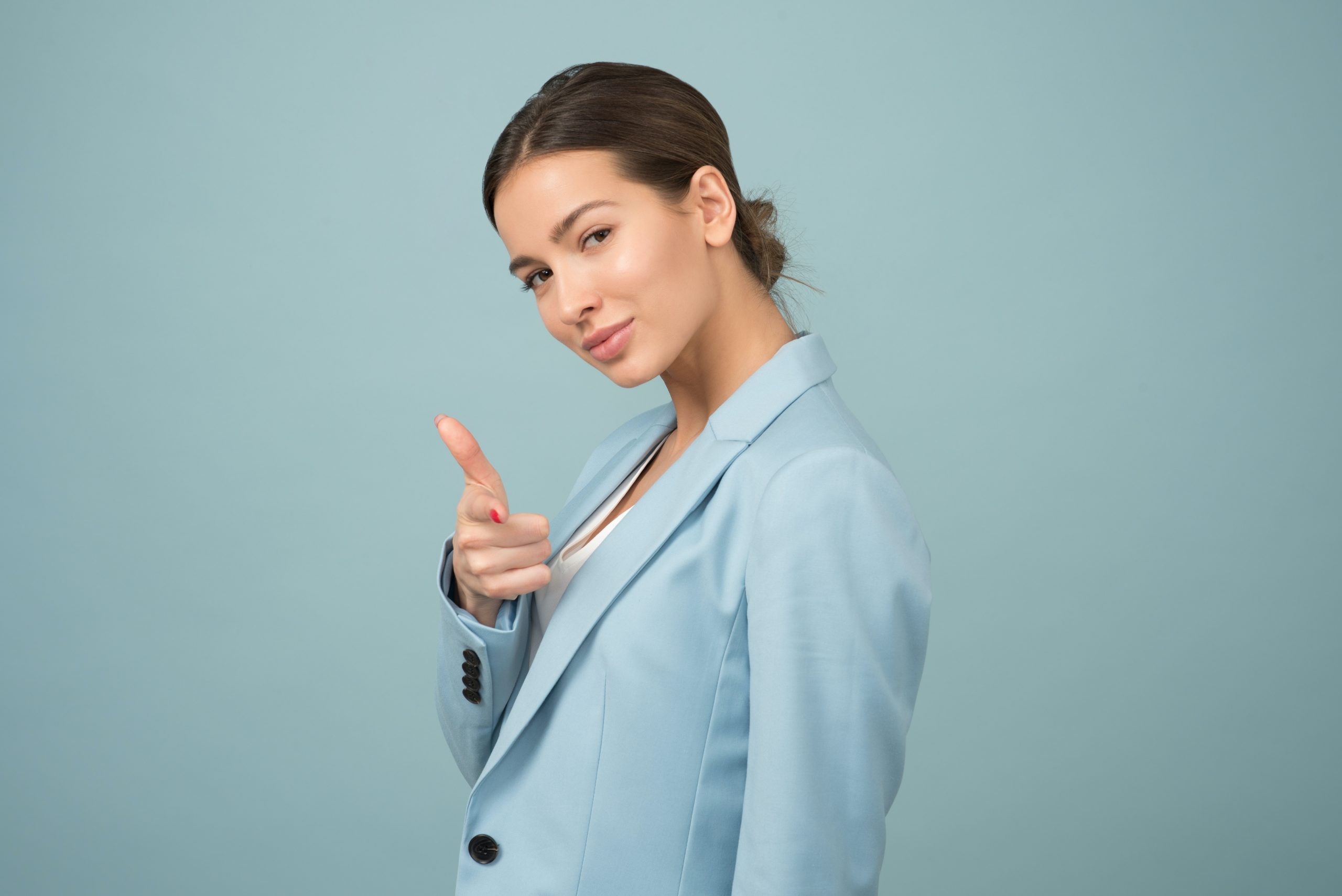 Confident woman in Blue dress